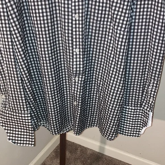 Georges | Men’s Black/White Checkered Dress Shirt - Size 18/18 1/2 36/37 - Picture 3 of 12